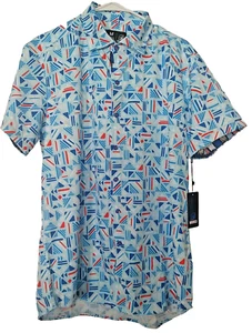 Waimea Collection Men's Geometric Blue Short Sleeve Button Front Shirt Medium - Picture 1 of 5