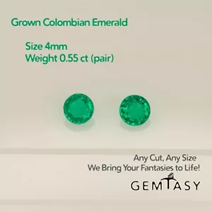 Piedra Cortada - Esmeralda Colombiana Hidrotermal Cultivada, 4mm 0.55ct (Par) - Imagen 1 de 3