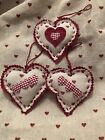 set 3 shabby chic hanging fabric hearts Decorations (gift)
