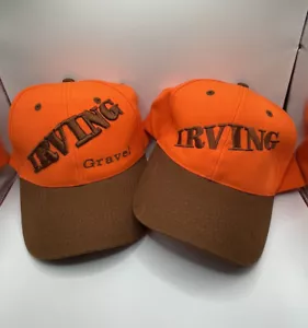 Irving Gravel Co Orange Brown Hat Men’s One Size Lot Of 2 Adjustable Cap - Picture 1 of 5