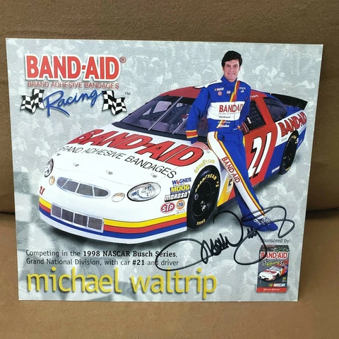 1998 Michael Waltrip Signed Band-Aid Racing NASCAR Busch Oversized Postcard 8x9 Cover