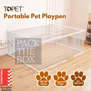 Dog Playpen Pet Cage 10/14 Panels Enclosure Puppy Exercise Fence Metal TOPET Cat - Picture 1 of 9