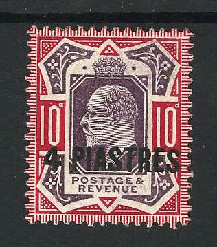 M5998 British Levant 1902 SG10ba - 4pi on 10d purple/carmine NO CROSS ON CROWN Cover