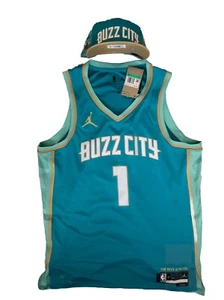 NEW!! Jordan Brand Hornets Melo Ball #1 23-24 NBA Swingman City Ed. Jersey & Hat - Picture 1 of 13