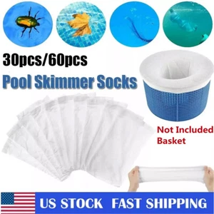 30/60 Pack Pool Skimmer Socks Filter Replacement Savers for Basket Swimming Pool - Picture 1 of 13