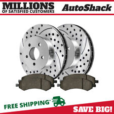 Front Drilled Slotted Brake Rotors Silver & Pads for 2006-2018 Ram 1500 5.7L V8