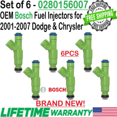 NUEVO Inyectores de combustible originales Bosch 6 piezas para Dodge Grand Caravan 2001-2007 3,3 L V6 Foto 1 de 4