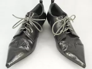 New JACOBIES Women Leather Oxford Dress Low Heel Pointy Toe Lace Up Shoe Sz 6 M  - Picture 1 of 7