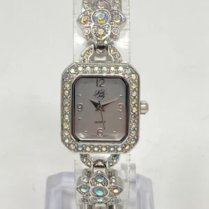 Kirks Folly Watch Women 20mm Silver Tone Aurora Borealis Bling New Battery 7" - Picture 1 of 20