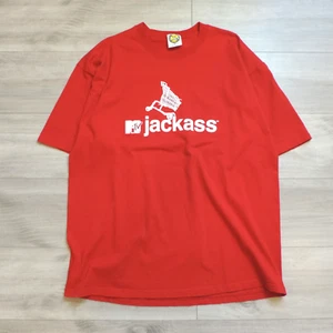 Vintage 90s MTV Jackass Shopping Cart TV Show Promo Red Tee T-Shirt Size XL Logo - Picture 1 of 6