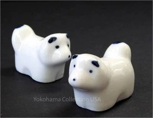 2 PCS. Chopstick Rest Porcelain White AKITA Dog Design /Made in Japan - Picture 1 of 2