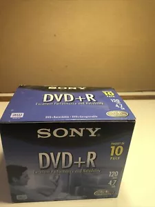 *NEW* Sony DVD-R/+R 1X-4X Recordable 120-minutes/4.7GB 10DPR47L2  10 Pack - Picture 1 of 4