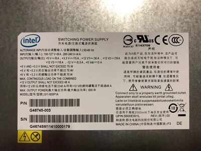 Fuente de alimentación Intel 600W FXX600WFIXPSU G46745-003 NUEVO PULL Foto 1 de 4