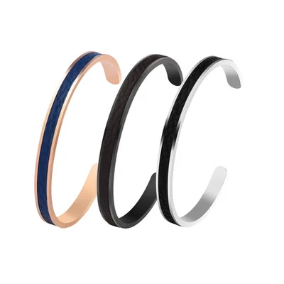 Brazalete brazalete de cuero sintético de acero inoxidable para hombre cadena de metal negro joyería de muñeca Foto 1 de 4