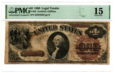 Fr. 28 1880 $1 Legal Tender Note Scofield / Gilfillan PMG Choice Fine 15 - Image 1 of 2