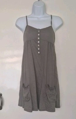 La Redoute Creation Strappy Grey Mini Button Down Dress/ Tunic Pockets 10/12 NWT - Image 1 of 4