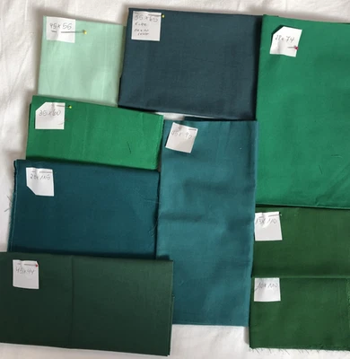 Patchwork Stoff Reste, 8 verschiedene Farben Uni-grün, Baumwolle - Bild 1 von 4