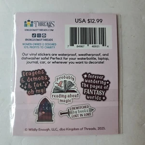 Paquete de 5 pegatinas de vinilo para lector de fantasía impermeables Dragon Demon Fae Magic Lore Books - Imagen 1 de 3