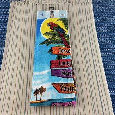 Toalla de playa Island Beach Lifestyle 30x60 Jersey costa largo puerto letrero poste loro Foto 1 de 4
