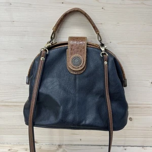 Vtg Capezio Handbag Purse Black Brown Hinged Large Opening Shoulder Crossbody - Picture 1 of 23