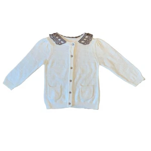 ORIGAMI Angora Strickjacke Pullover Baby Mädchen 6-12 0 Spitzenkragen weich creme Säugling - Bild 1 von 9