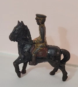 Vintage Cast Iron Cavalry Soldier on His Horse Toy - Picture 1 of 7