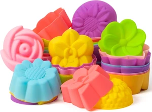 42 piezas moldes de silicona de gran tamaño, 3 x 1,2 pulgadas Cupcake múltiples formas de flores para hornear - Imagen 1 de 12