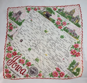Vintage Handkerchief IOWA State Design - Picture 1 of 7