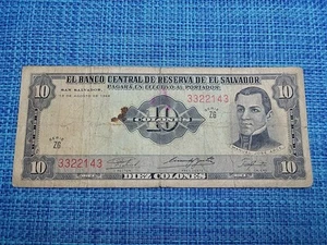 ๐ธ๐ป El Salvador 10 Colones 1968 (1971) ZG P-112 P-112a banknotes 042425-4 - Picture 1 of 2