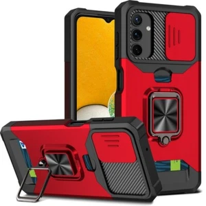 Magnetic Case Stand + Tempered Glass Red Rugged Phone Cover For Samsung Galaxy - Picture 1 of 2
