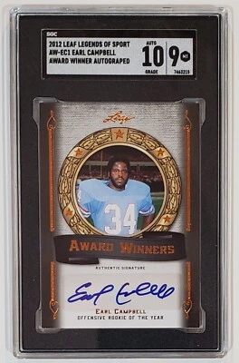 2012 Leaf Legends Of Sport EARL CAMPBELL Award Winner SGC 9 10 Auto Autograph  - Image 1 of 2
