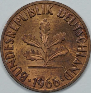 1966 G Germany 2 Pfennig, Uncirculated (#1) - Picture 1 of 2
