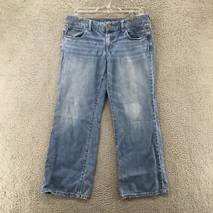 American Eagle Stretch Favorite Boyfriend Jeans Womens 12 Short Blue Denim Zip - Picture 1 of 16