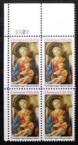 US Plate Blocks Stamps #2107 ~ 1984 20¢ Madonna and Child MNH RP06 - Picture 1 of 1