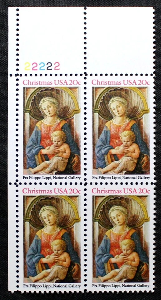 US Plate Blocks Stamps #2107 ~ 1984 20¢ Madonna and Child MNH RP06 - Image 1 of 1
