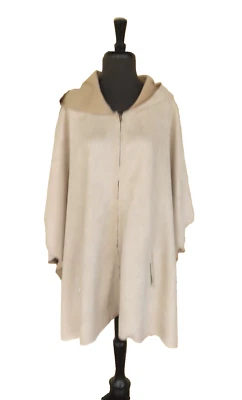 Elie Tahari Plus Size Women's 1X Faux Suede Poncho Bolero Coat Cape Duster Beige - Image 1 of 4