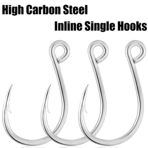 25/50pcs Inline Single Replacement Hooks #8-7/0 for Hard Lures Big Eye Saltwater - Picture 1 of 8