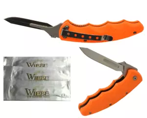 Cuchillo desollador Wiebe Monarch hoja de bisturí plegable afilada malvada 3 hojas adicionales - Imagen 1 de 5