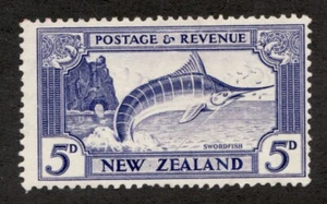 1936 New Zealand Sc #210b (odd perf) - 5 Pence Swordfish - MH Cv$13 - Picture 1 of 1