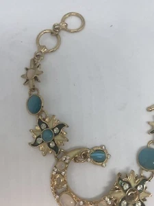 Damen Mode Armband mit Blau & Gold Mond und Charms - Bild 1 von 4