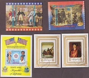 5 ALL DIFFERENT GEORGE WASHINGTON  SOUVENIR SHEETS - Picture 1 of 1