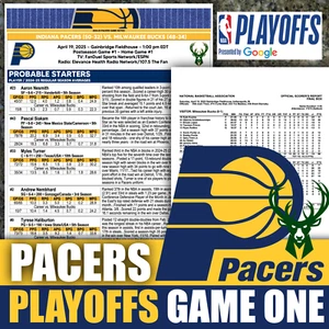 NBA PLAYOFFS Pacers vs Bucks - Lineup Card Program Scorer's Report - 4/19 - Bild 1 von 4