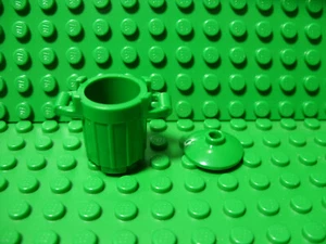 Lego NEU grüner Mülleimer mit Deckel Teile -- je eines (1 Set mit zwei Stücken) - Bild 1 von 2