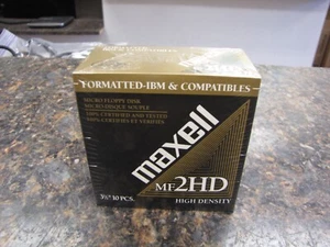 MAXELL MF2HD 3.5" High Density Black Floppy Disks 10 Pack 1.44mb - New Sealed - Photo 1/5