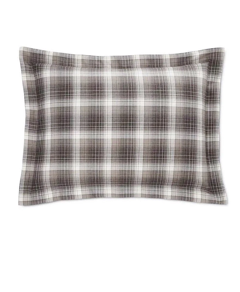 UNO Ralph Lauren Jackson Hoxton Gris y Crema Cuadros Estándar Almohada Falsa $115 NUEVO Foto 1 de 1