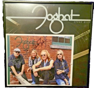 Foghat Stone Blue Vinyl Record With Signed Band Photograph - FRAMED - Picture 1 of 13