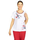 Alfred Dunner 1X Plus "Land of the Free" Red White & Blue Stars Knit Top NWT