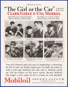 Vintage 1933 MOBILÖL Motoröl Clark Giebel Una Merkel 1930er Jahre Druck Anzeige - Bild 1 von 1