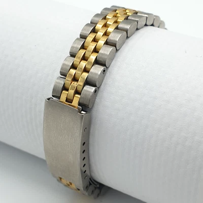 Bracelet Bicolore Montre 14mm/15,5cm Stainless Steel Déployant Rechange Watch - Photo 1/4