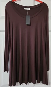 Free To Live Size S Brown Long Sleeve Loose Fit, Slinky, Soft, Tunic Top NWT - Picture 1 of 4